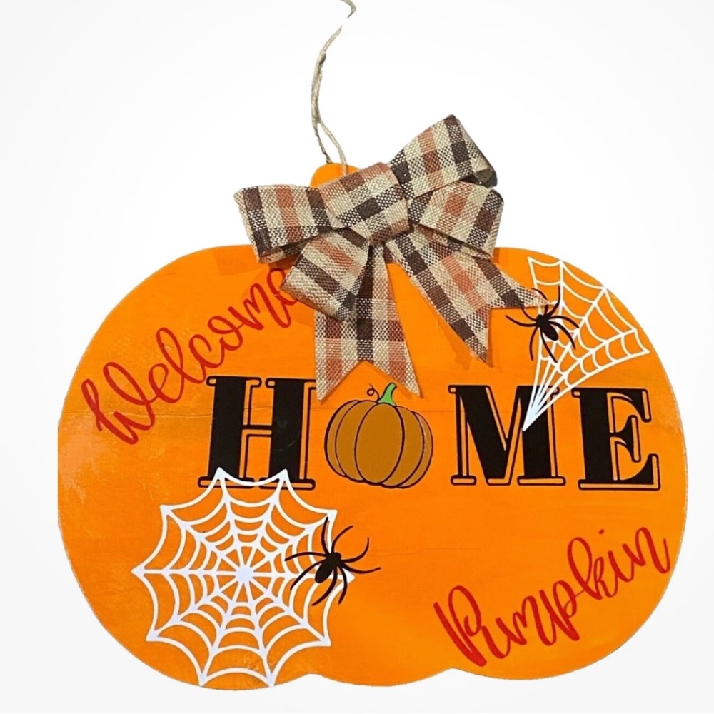 🔥🏷️Welcome Home lightweight Pumpkin wooden Pumpkin Shape Sign 12x10